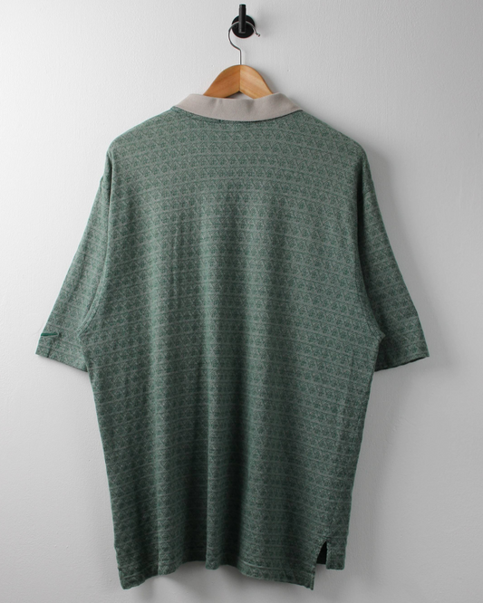 90s Nike Green & Cream Abstract Woven Polo (L)