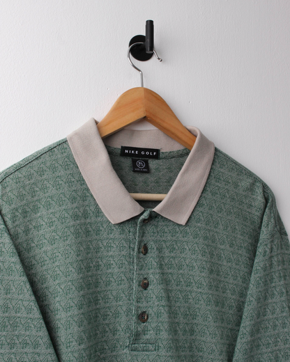 90s Nike Green & Cream Abstract Woven Polo (L)