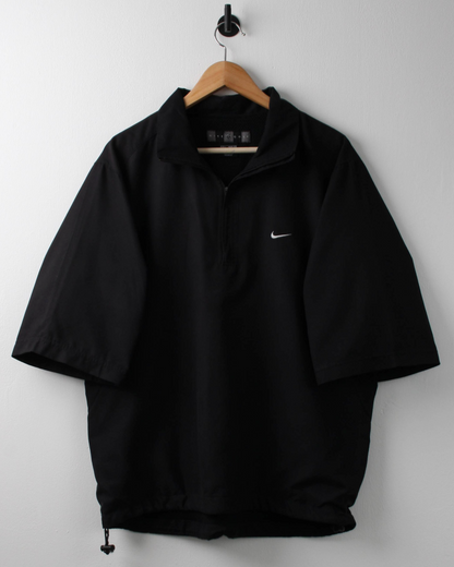 00s Nike Shield Logo Black Short Sleeve Windbreaker (L)