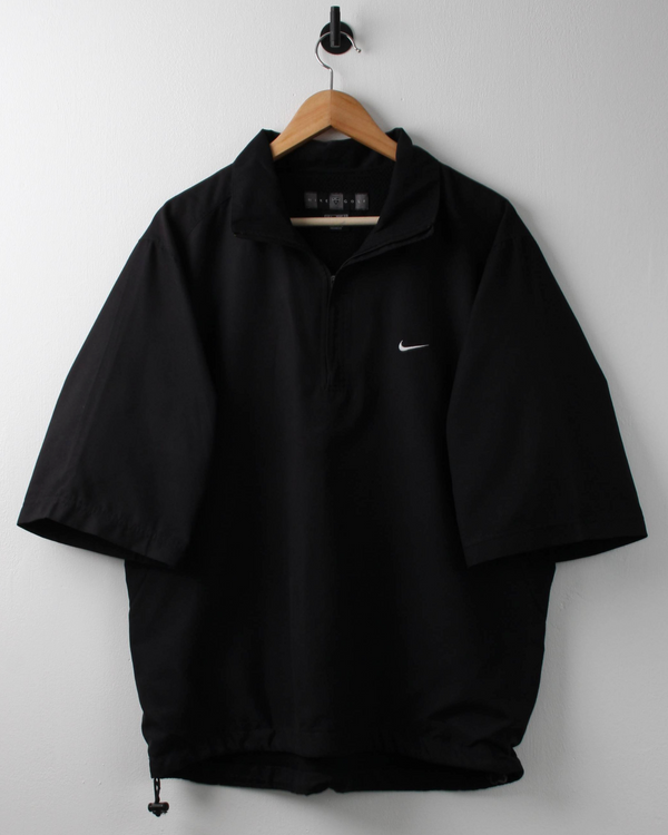 00s Nike Shield Logo Black Short Sleeve Windbreaker (L)