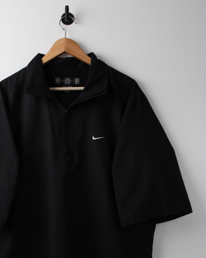 00s Nike Shield Logo Black Short Sleeve Windbreaker (L)