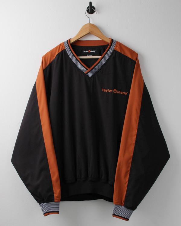 90s TaylorMade Black & Orange V-Neck Windbreaker (L)