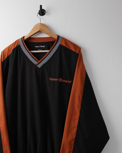 90s TaylorMade Black & Orange V-Neck Windbreaker (L)