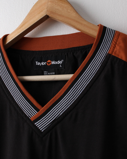 90s TaylorMade Black & Orange V-Neck Windbreaker (L)