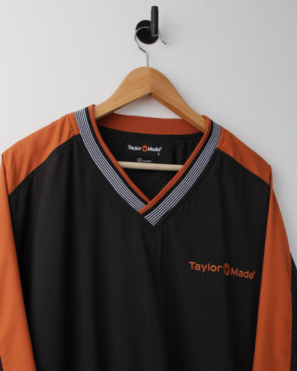 90s TaylorMade Black & Orange V-Neck Windbreaker (L)