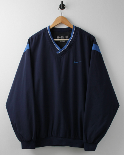00s Nike Navy & Blue V-Neck Windbreaker (XL)