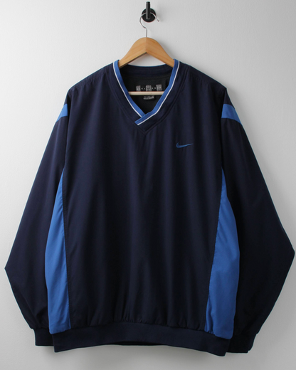 00s Nike Navy & Blue V-Neck Windbreaker (XL)