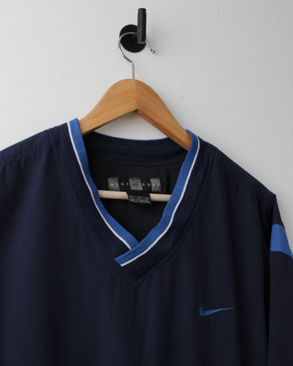 00s Nike Navy & Blue V-Neck Windbreaker (XL)