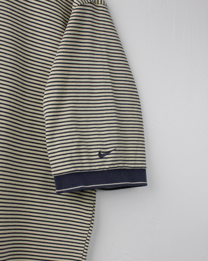 00s Nike Yellow & Navy Striped Polo (M)