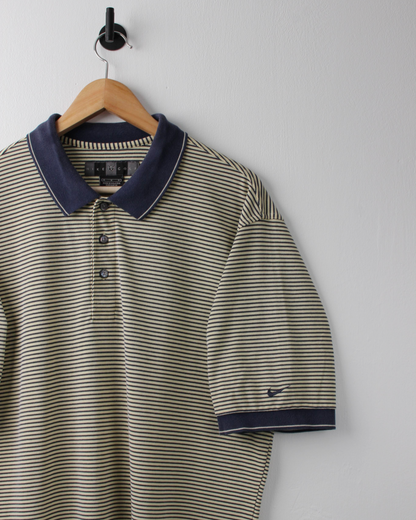 00s Nike Yellow & Navy Striped Polo (M)