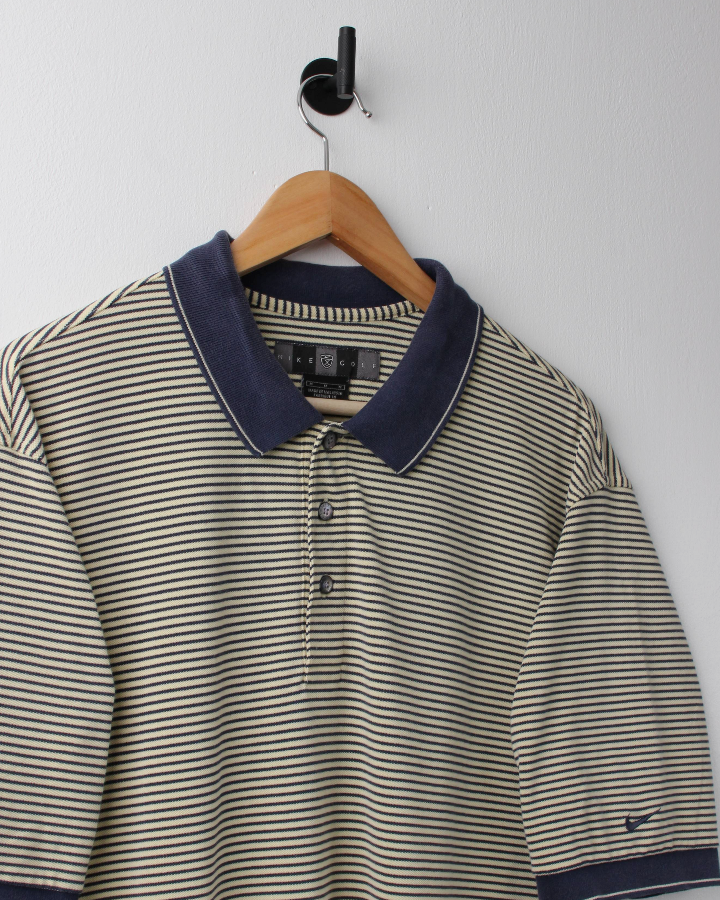 00s Nike Yellow & Navy Striped Polo (M)