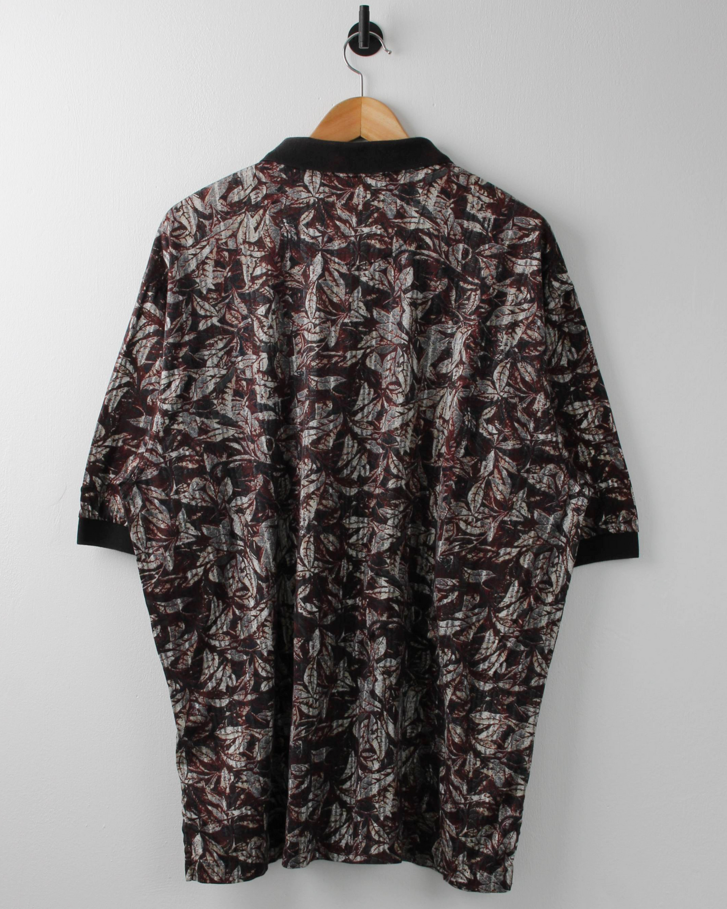 90s Nike Abstract Camo Print Burgundy & Black Polo (L)