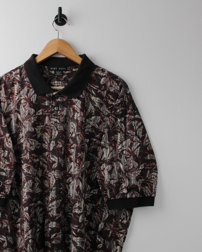90s Nike Abstract Camo Print Burgundy & Black Polo (L)