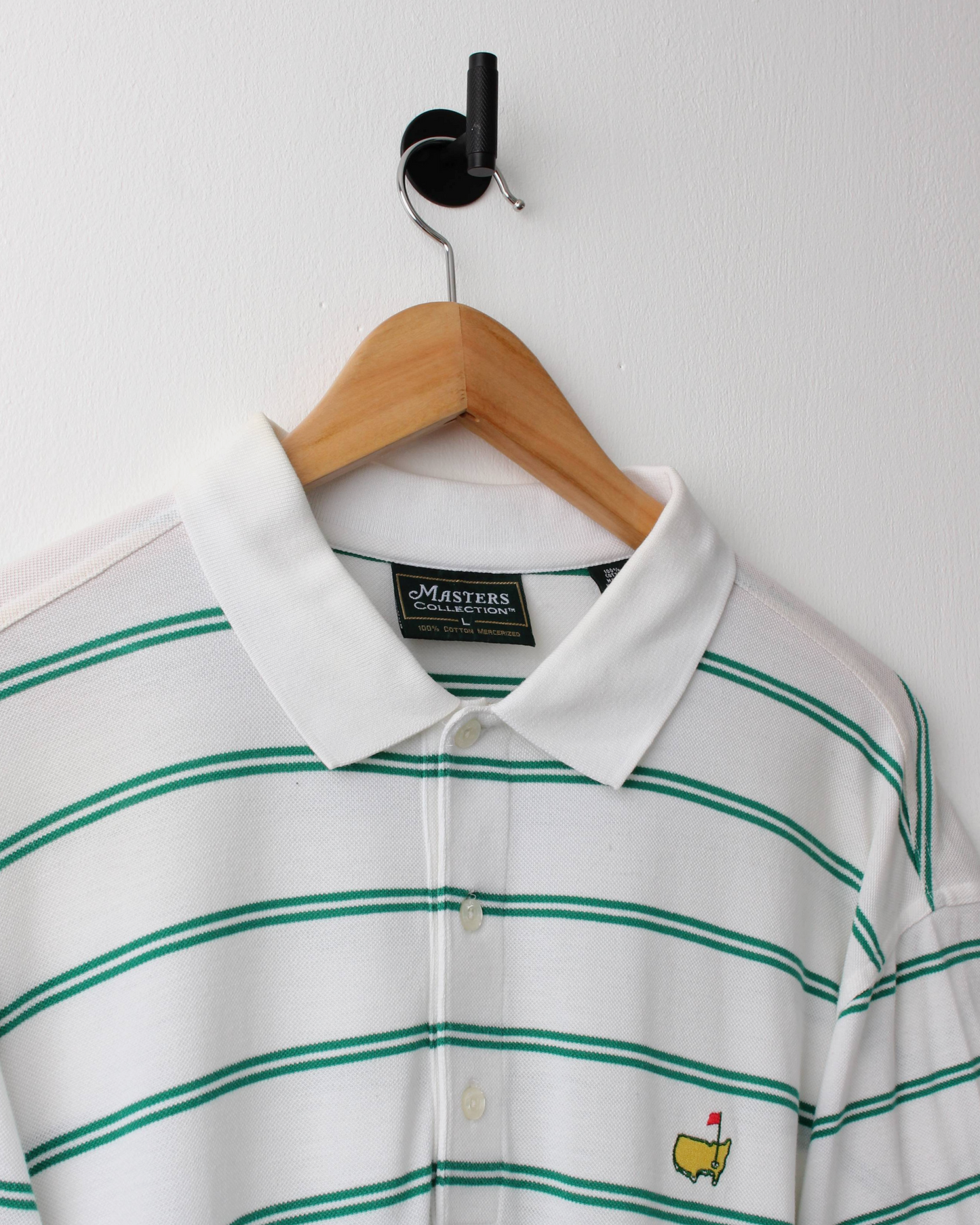 2003 Masters White & Green Striped Polo (L)