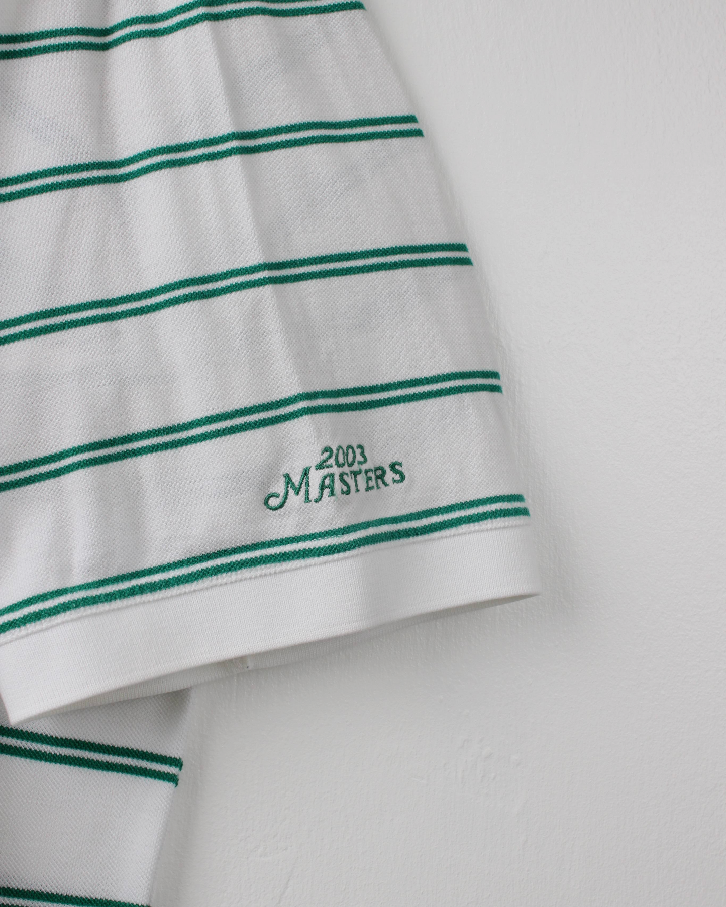 2003 Masters White & Green Striped Polo (L)