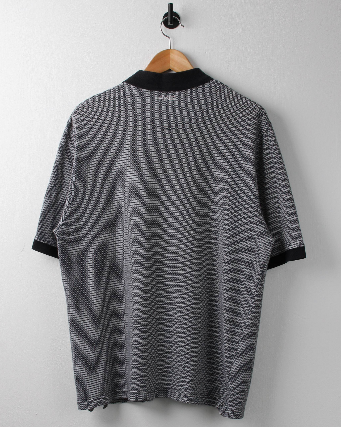 00s Ping Grey & Black Micro Pattern Polo (L)