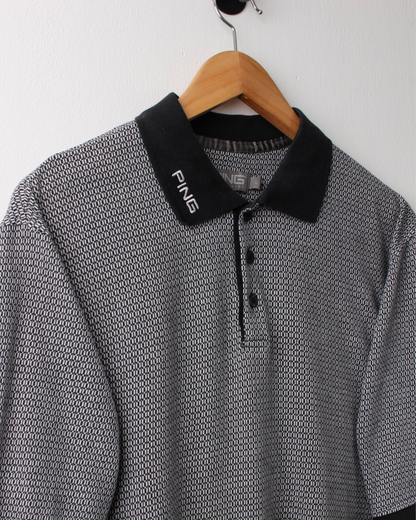 00s Ping Grey & Black Micro Pattern Polo (L)