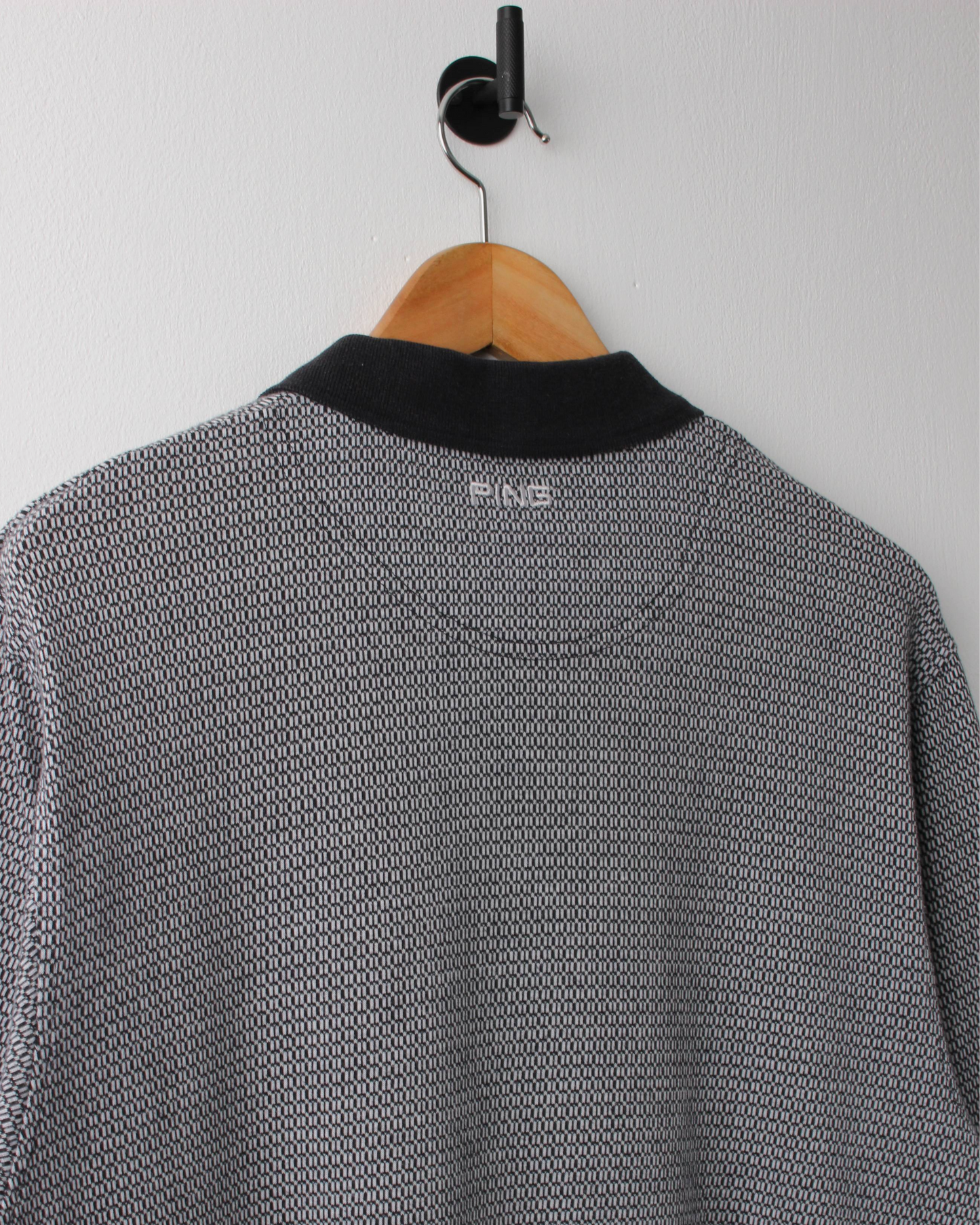 00s Ping Grey & Black Micro Pattern Polo (L)