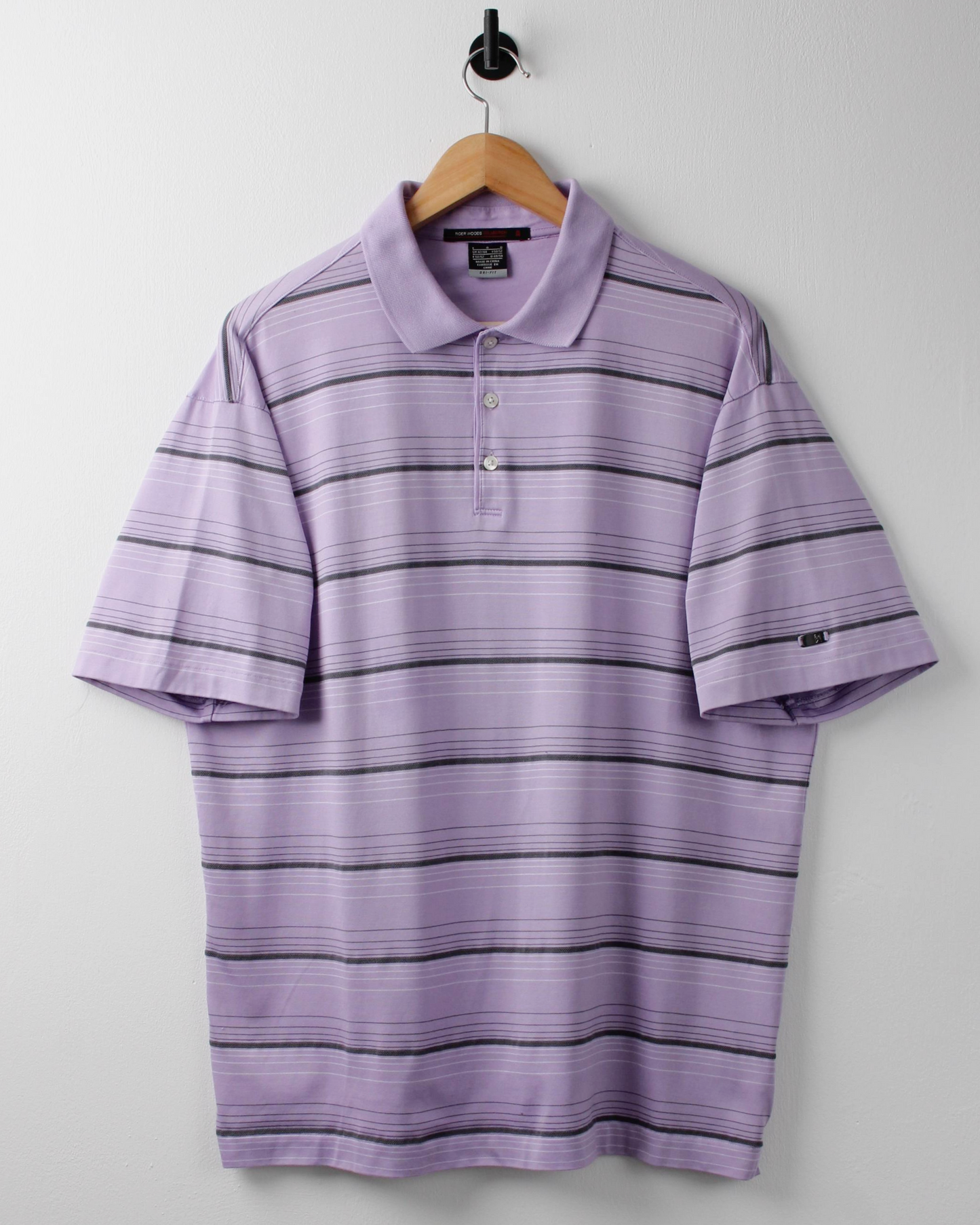 00s Nike Tiger Woods Lilac Striped Polo (L)