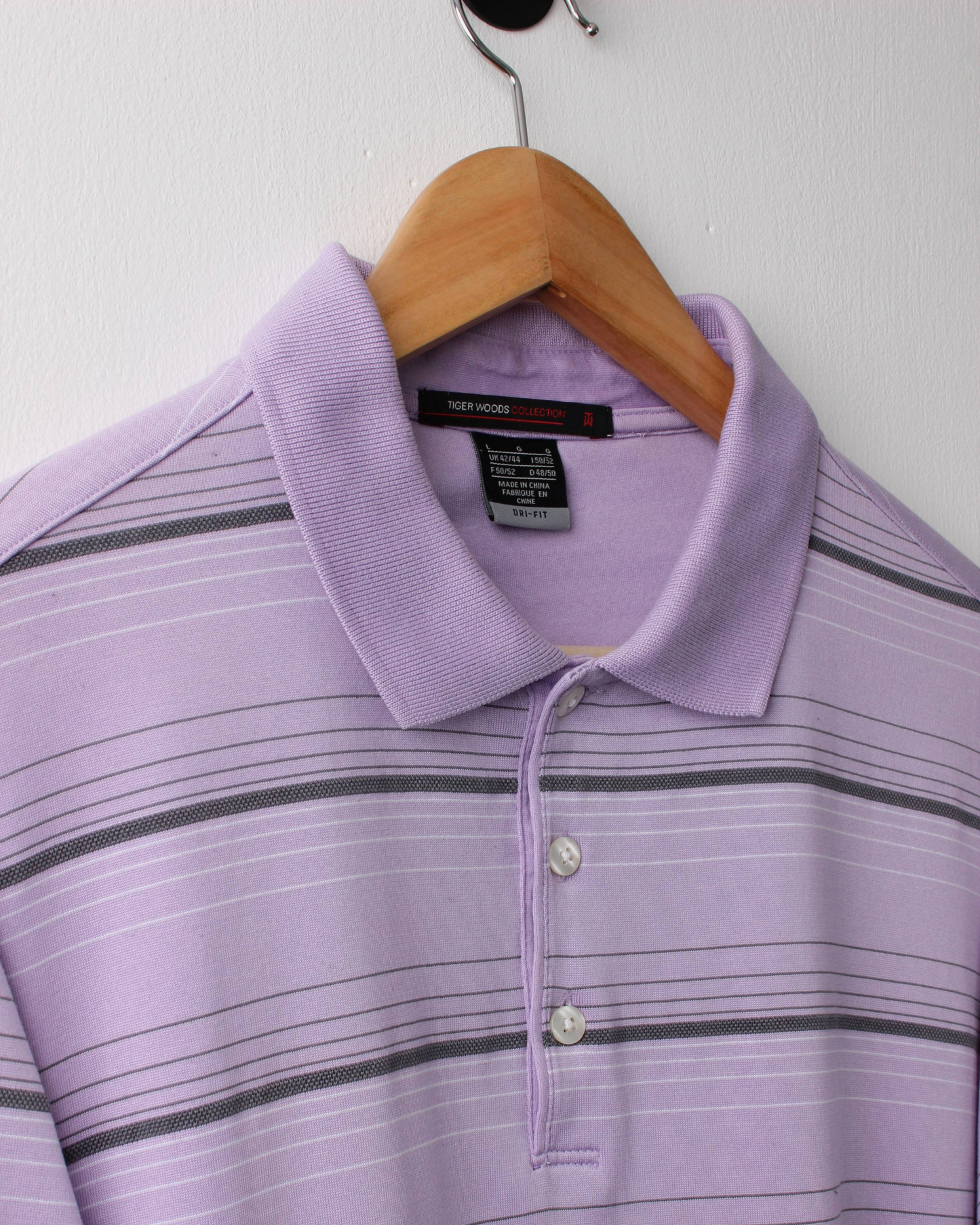 00s Nike Tiger Woods Lilac Striped Polo (L)