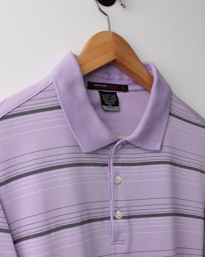 00s Nike Tiger Woods Lilac Striped Polo (L)