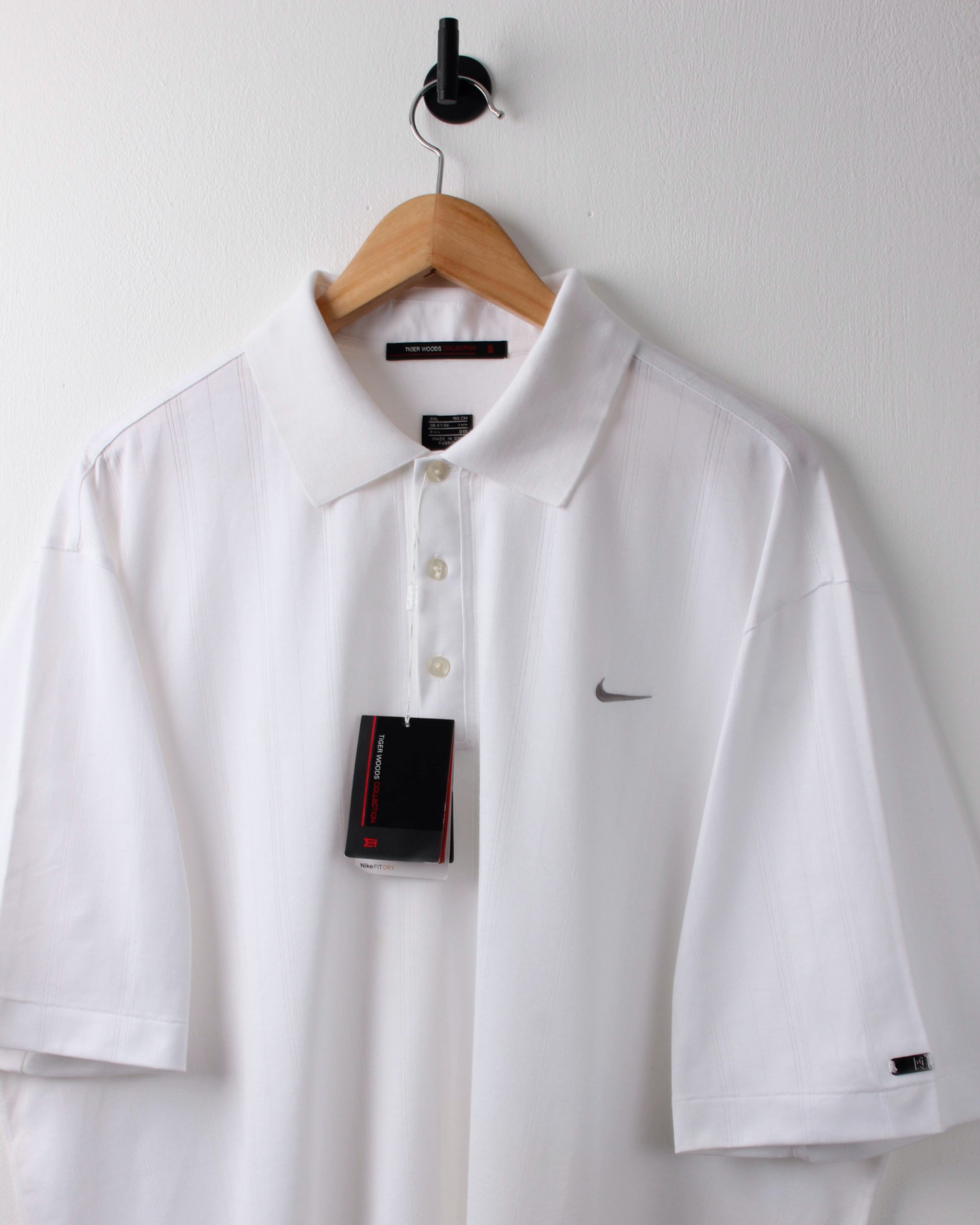 00s Nike Tiger Woods White Textured Polo with Tags (XXL)