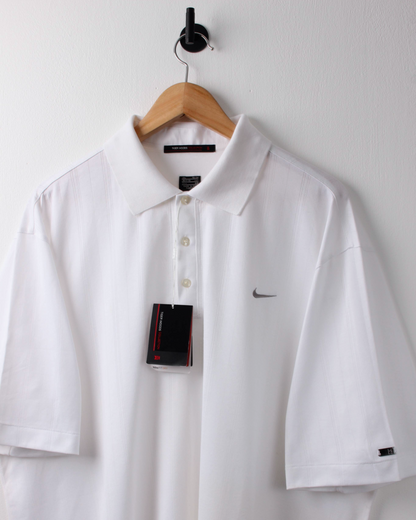 00s Nike Tiger Woods White Textured Polo with Tags (XXL)
