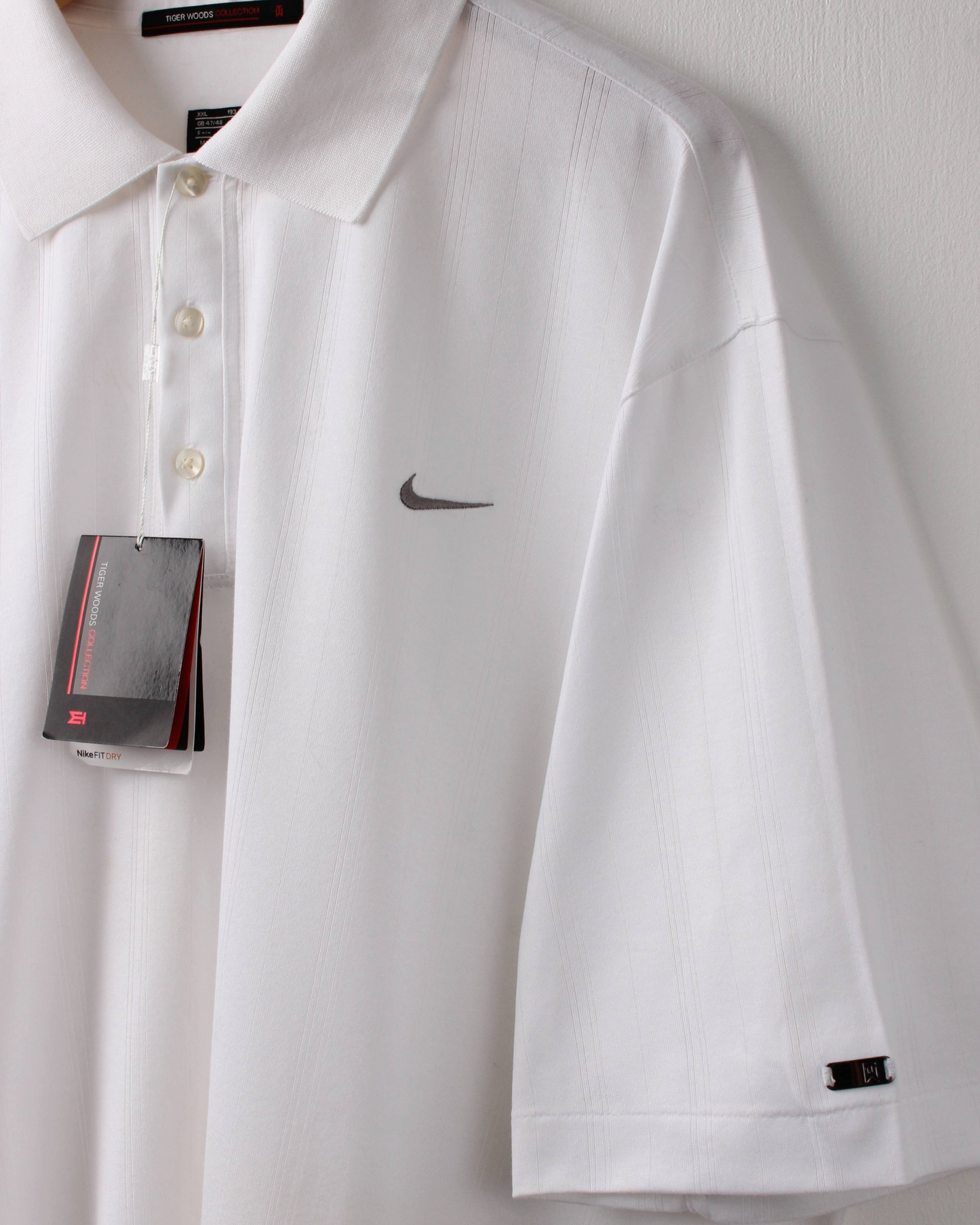 00s Nike Tiger Woods White Textured Polo with Tags (XXL)