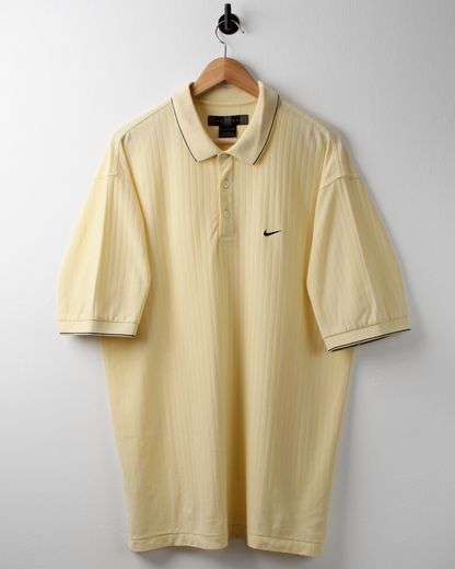 90s Nike Yellow Textured Polo Shirt (XL)