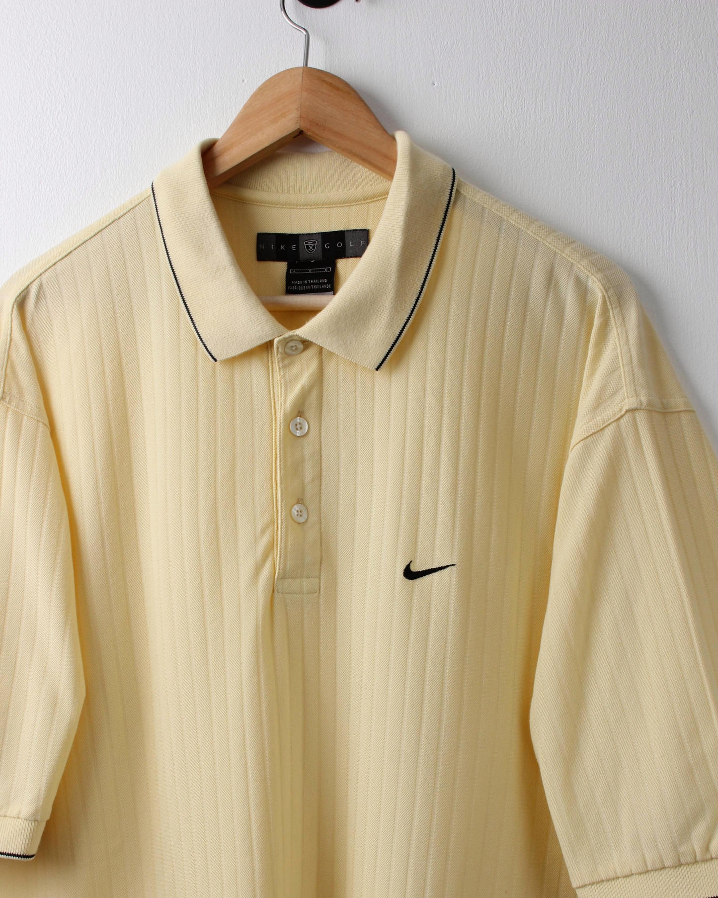90s Nike Yellow Textured Polo Shirt (XL)