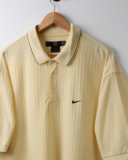 90s Nike Yellow Textured Polo Shirt (XL)