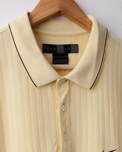 90s Nike Yellow Textured Polo Shirt (XL)