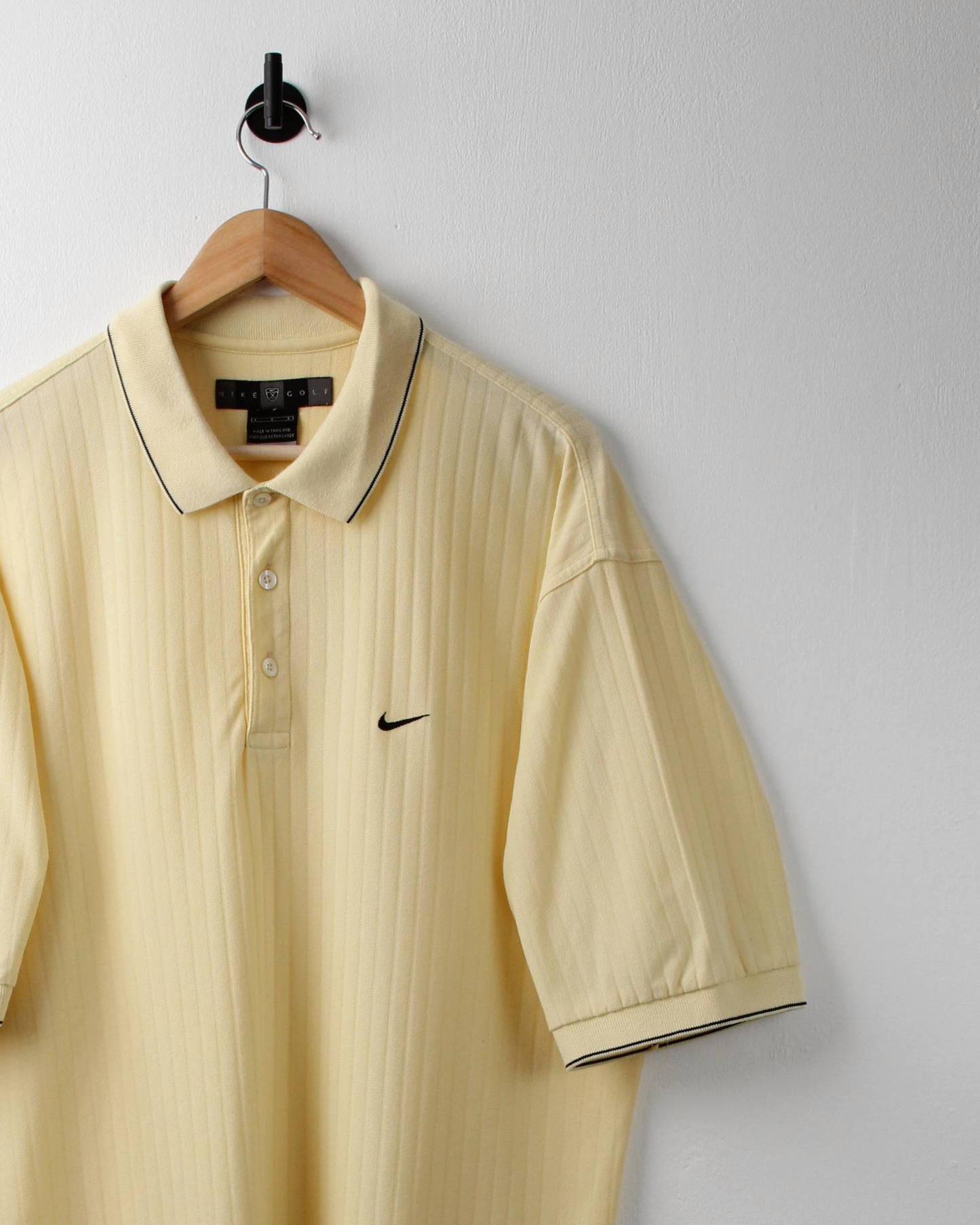 90s Nike Yellow Textured Polo Shirt (XL)