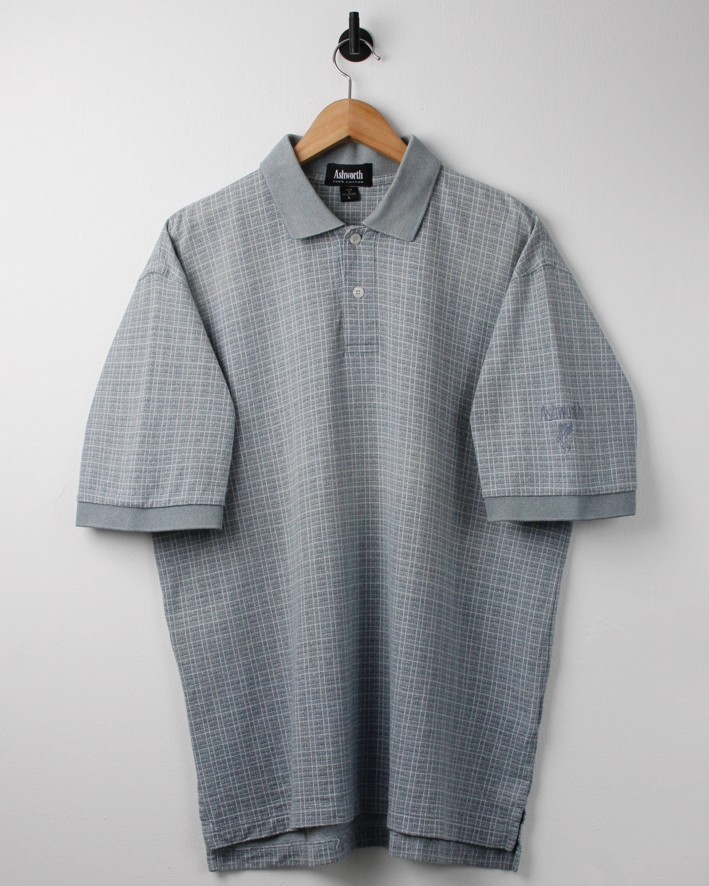 90s Ashworth Grey Patterned Polo (L)