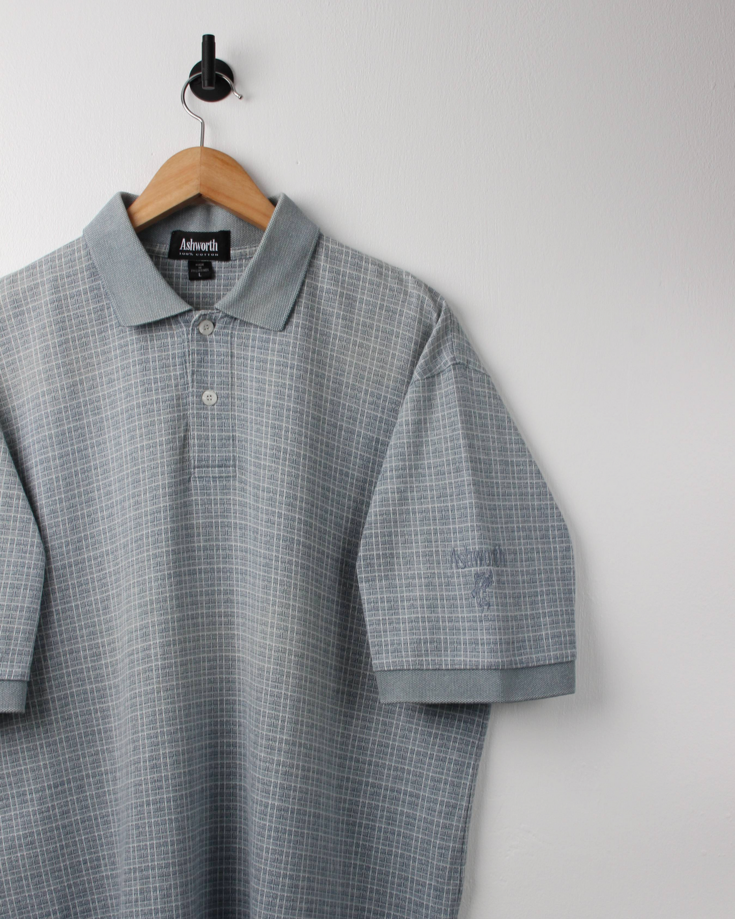 90s Ashworth Grey Patterned Polo (L)