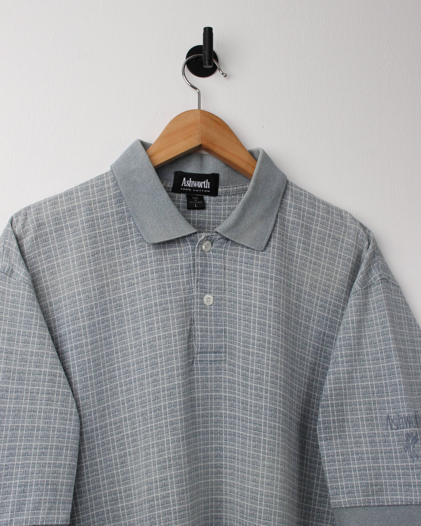 90s Ashworth Grey Patterned Polo (L)