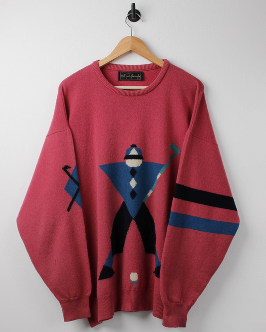 90s Pringle Faldo Collection Pink Graphic Knit (XL)