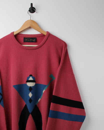 90s Pringle Faldo Collection Pink Graphic Knit (XL)