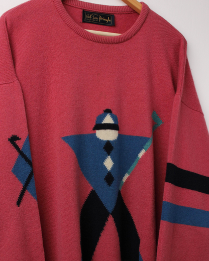 90s Pringle Faldo Collection Pink Graphic Knit (XL)