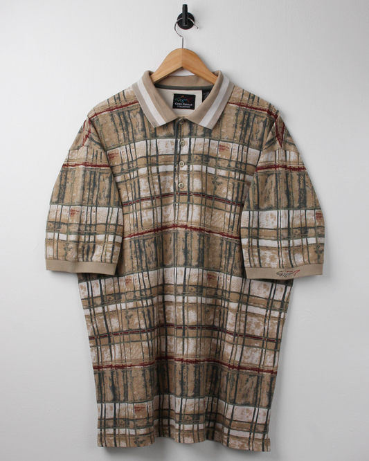 90s Greg Norman Beige Abstract Polo (L)