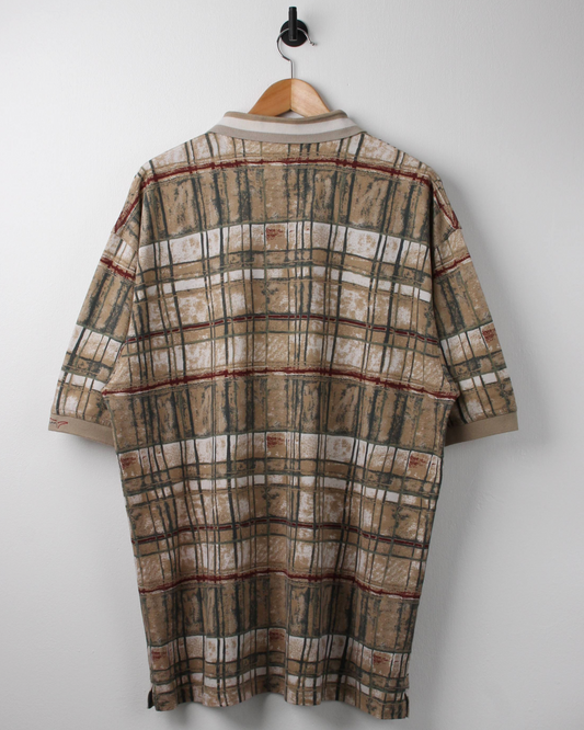 90s Greg Norman Beige Abstract Polo (L)