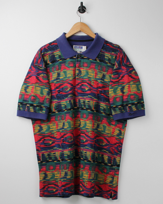 90s Reebok Multicoloured Abstract Polo (M)