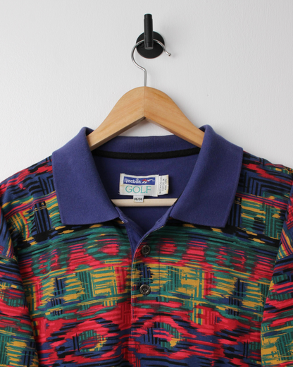 90s Reebok Multicoloured Abstract Polo (M)
