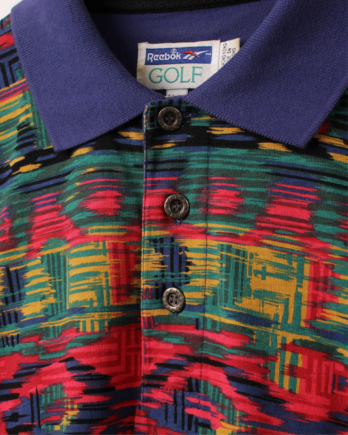 90s Reebok Multicoloured Abstract Polo (M)