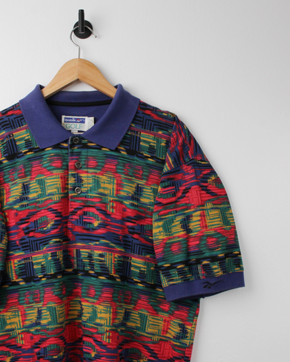 90s Reebok Multicoloured Abstract Polo (M)