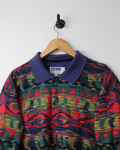 90s Reebok Multicoloured Abstract Polo (M)