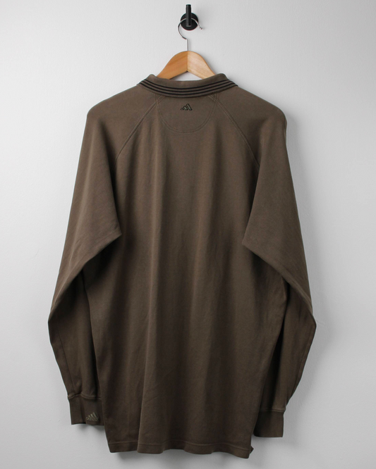 00s Adidas Brown Long Sleeve Polo (L)