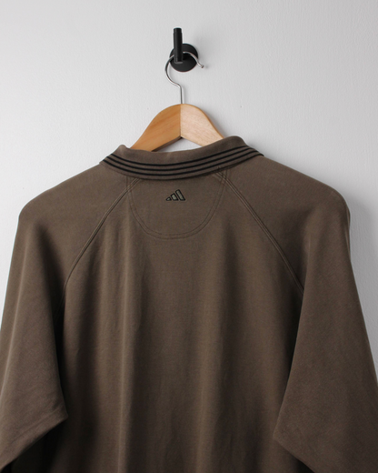 00s Adidas Brown Long Sleeve Polo (L)