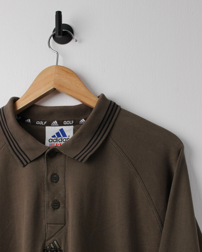 00s Adidas Brown Long Sleeve Polo (L)