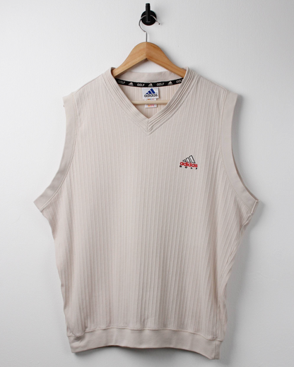 90s Adidas Beige Textured Golf Vest (S)